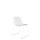 Polypropylene Shell Chair With Upholstered Seat Pad and White Steel Skid Frame